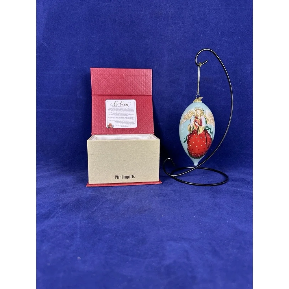Pier 1 Inside Painted 2018 Li Bien Christmas Ornament Angel, w/Box